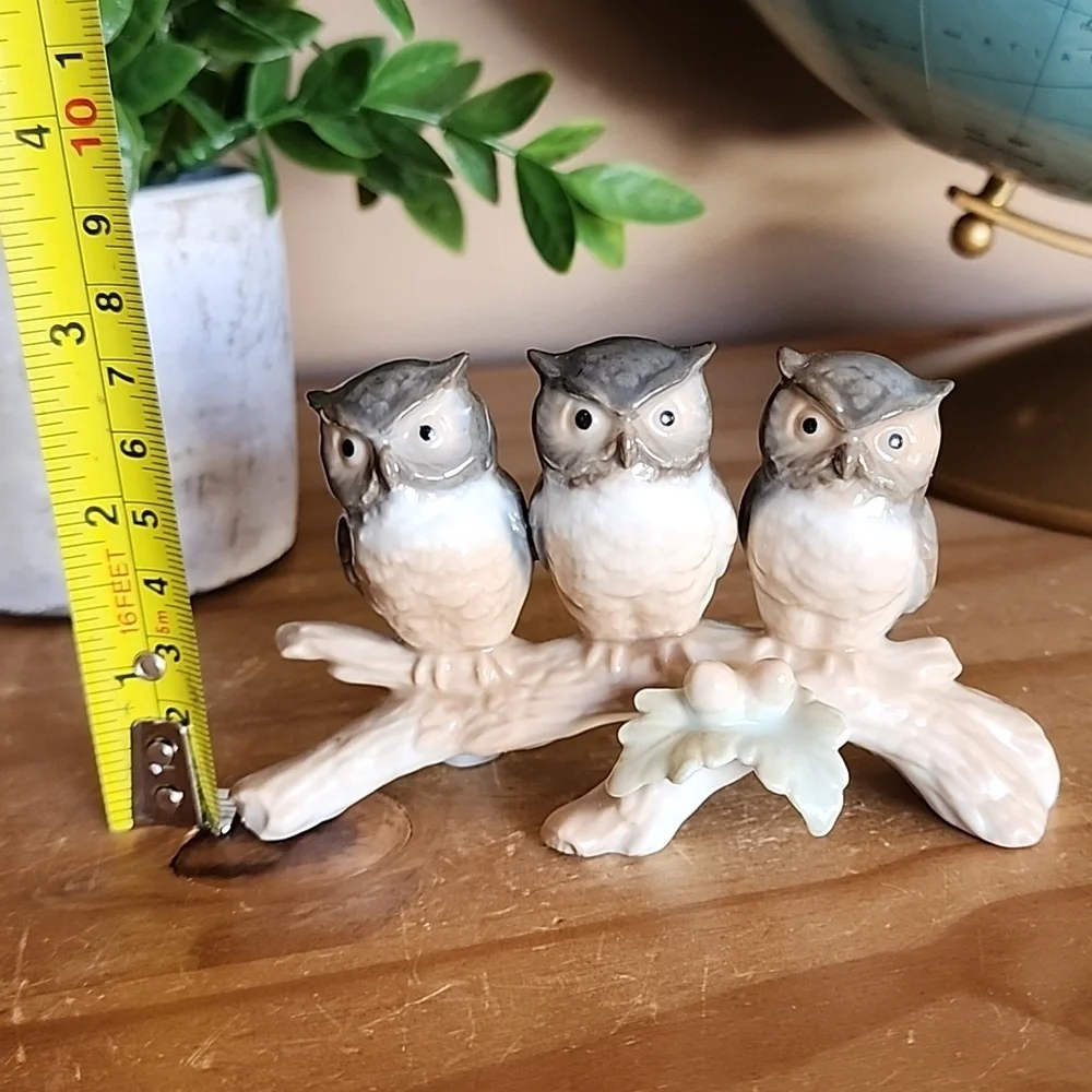 Vintage  Otagiri Three Wise Owls On Branch Figure - Picture 9 of 11